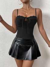 Lace Trim Tie Front Bustier Top